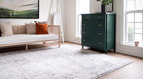 Unique Loom Aberdeen Collection Tone-on-Tone Traditional Textured Vintage Gray Area Rug (8' 0 x 10' 0)