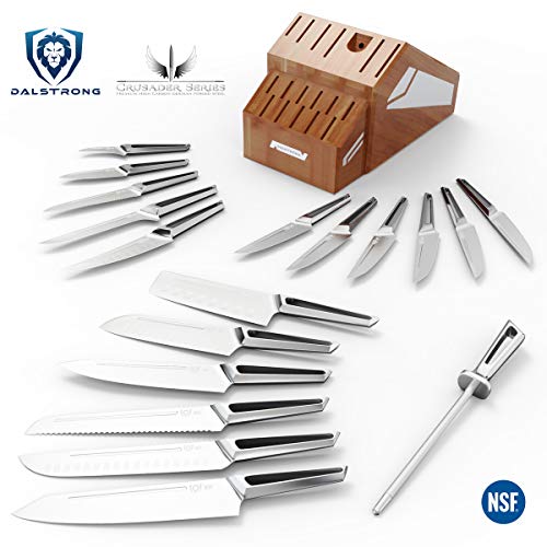 DALSTRONG - 18pc Knife Block Set - Crusader Series - Forged Thyssenkrupp High-Carbon German Stainless Steel - w/Magnetic Sheath - NSF Certified