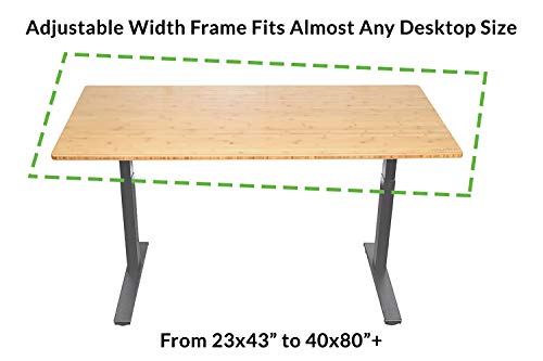 Rise UP Electric Adjustable Height Width Standing Desk Legs Frame Base. Ergonomic Motorized sit to Stand up Home Commercial Office Table. Dual 2 Motors. 4 Programmable Memory. Gray