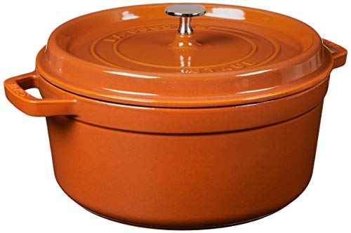 STAUB 11026806 Cast Iron Round Cocotte, 5.5-quart, Burnt Orange