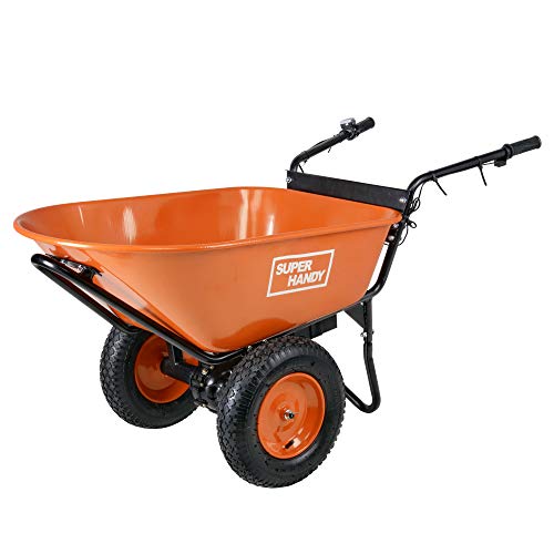 SuperHandy Ultra Duty Electric Powered Wheelbarrow Utility Cart 24V DC 180W AGM Driven 330LBS (150kgs) Capacity & 4 cu.ft. of Cubage Material Debris Hauler (Amazon Exclusive only for USA)