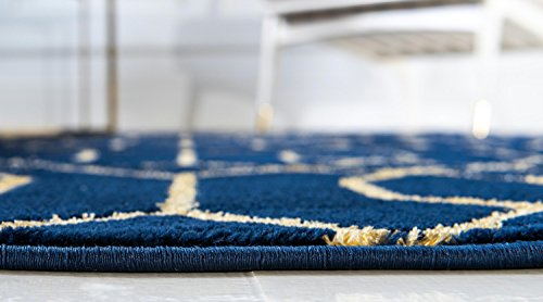 Unique Loom Marilyn Monroe Glam Collection Textured Geometric Trellis Navy Blue Gold Area Rug (8' 0 x 10' 0)