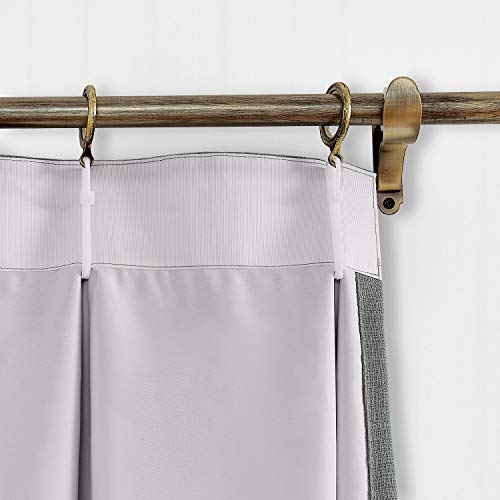 ChadMade Extra Wide Polyester Linen Drapes with Thermal Blackout Lining Pinch Pleat Curtain for Sliding Door Patio Carbon Grey