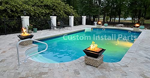 18" 24" Stainless Steel or Rustic Black Square Fire Pit Bowl Pot w/Waterfall Column (24" Fire Pit w/Waterfall, Rustic Black)