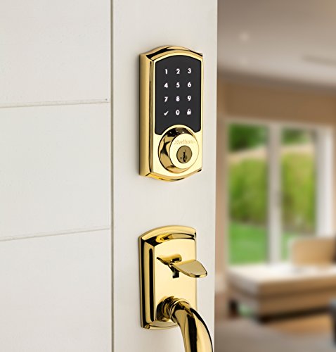 Kwikset 99150-001 SmartCode 915 Touchscreen Electronic UL Deadbolt with Smart Key, Polished Brass