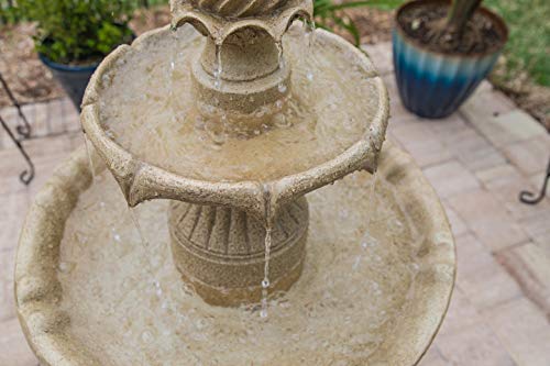 Kenroy Home Classic Outdoor Solar Floor Fountain ,44 Inch Height, 22 Inch Width, 22 Inch Ext. with Sandstone Finish