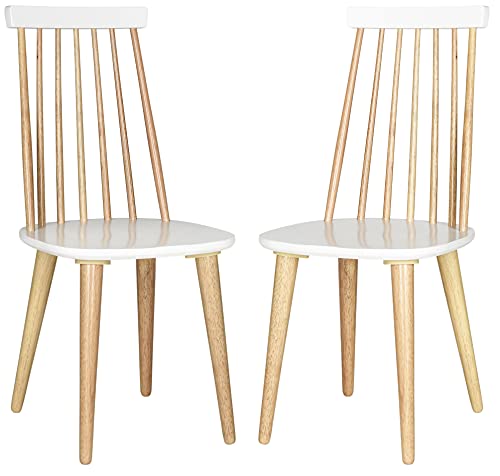 Safavieh American Homes Collection Burris Country Farmhouse Natural and White Spindle Side Chair (Set of 2)