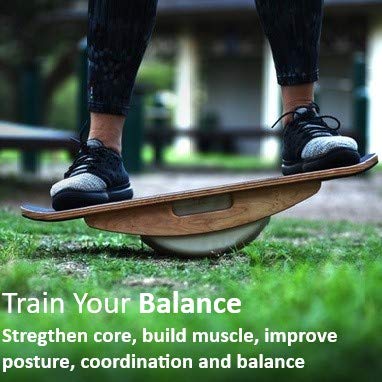 Blue Planet Balance Surfer 7-in-1 Bamboo Wooden Board Trainer Great For Standing Desks, Surfing, SUP, Yoga, Physical Therapy, Exercise (Clear Skate)