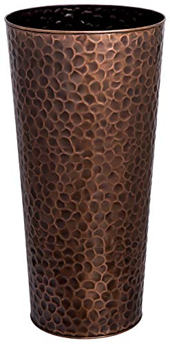 Large Outdoor Planters H Potter Tall Planter with Tray Indoor Copper Flower Pots Decorative Weather Resistant Garden Urn Deck Patio Plants Herbs Flowers Entryway Hallway Porch