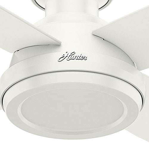 Hunter Indoor Low Profile Ceiling Fan, with remote control - Dempsey 52 inch, White, 59248