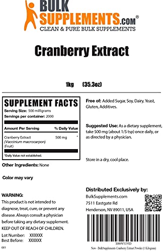 BulkSupplements.com Cranberry Extract Powder - Cranberry Supplements - Cranberry Supplements for Women - Cranberry Powder - Cranberry Vitamins (5 Kilograms - 11 lbs)