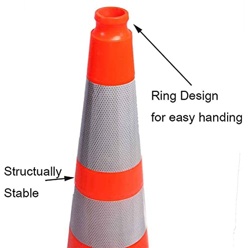(8 Cones) BESEA 28” inch Orange PVC Traffic Cones, Black Base Construction Road Parking Cone Structurally Stable Wearproof (28" Height)
