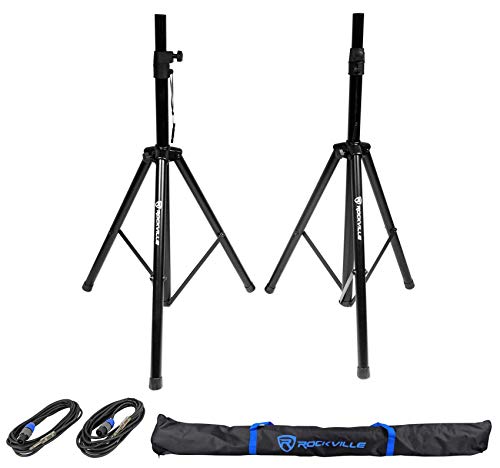 2) Rockville SPG84 8 Passive 800W DJ PA Speakers 4 Ohm 2) Stands+2) Cables+Case