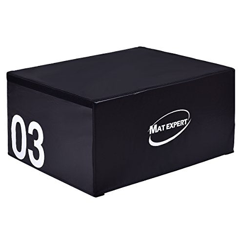 MAT EXPERT PVC Soft Foam Jumping Box Plyometric Exercise Fitness Safe Box (Red 12" Height)