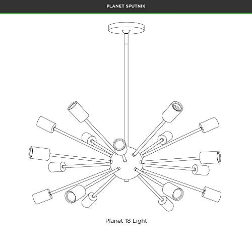 18-Light Sputnik Chandelier Chrome - Mid Century Modern Ceiling Fixture, Fits E26 Bulbs Up to 40W Each, Atomic Starburst Pendant, Dimmable, ETL-Listed