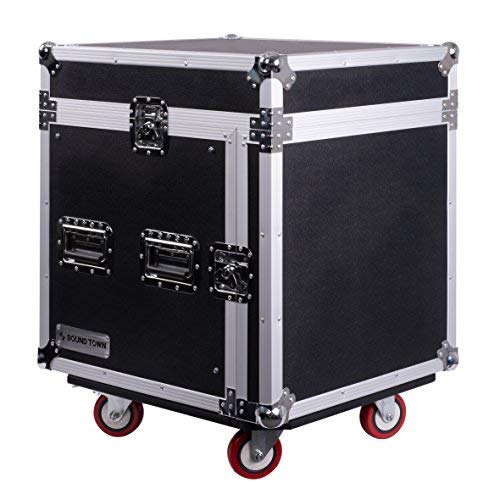 Sound Town 10U PA DJ Pro Audio Rack/Road ATA Case with 13U Slant Mixer Top, 23.5’’ Rackable Depth and Casters, 10 Space Size (STMR-10UW)