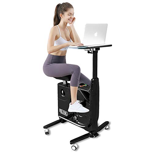 Fit Right 8 Level Magnetic Resistance Cardio Exercise Bike W/ Desk Standing Stationary Bike Adjustable Seat 285lb Max