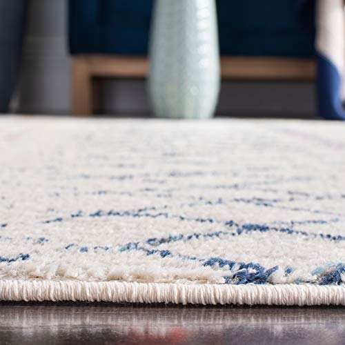 Safavieh Madison Collection MAD798B Moroccan Boho Distressed Area Rug, 12' x 15', Ivory/Navy