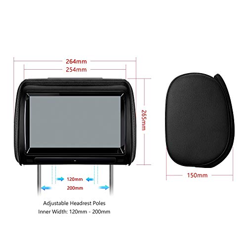 XTRONS 2 x 9in Pair Car Headrest DVD Player HD Digital Adjustable Touch Screen 1080P Video Auto Games HDMI New Version IR Headphones