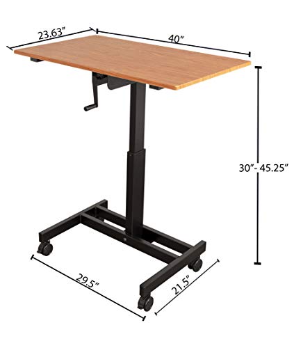 Single Column Crank Adjustable Stand Up Desk (40", White Frame/Black Top)