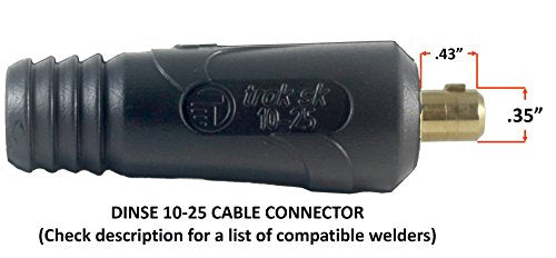 150 Amp Welding Leads Assembly Set - Dinse 10-25 Connector - #4 AWG cable (15 FEET EACH LEAD)