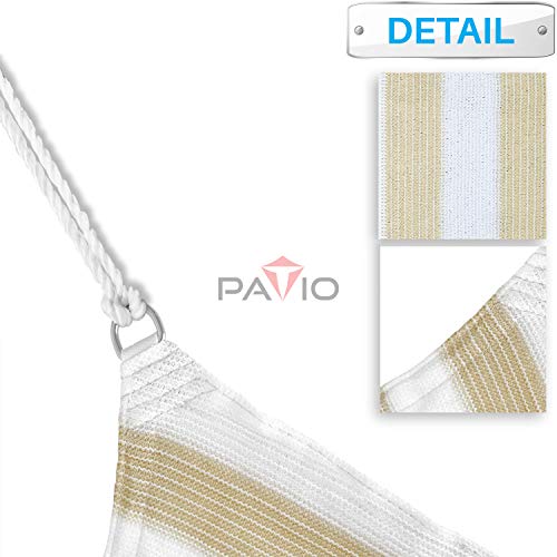 Patio Paradise 9' x 12' FT Beige & White Stripes Sun Shade Sail Rectangle Canopy 180 GSM Permeable Canopy Pergolas Top Cover UV Block Fabric Durable Outdoor Customized Available