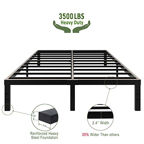 14 Inch Reinforced Steel Platform Bed Frame Mattress Cover Foundation Edges No Box Spring Needed Easy Assembly Noise Free King