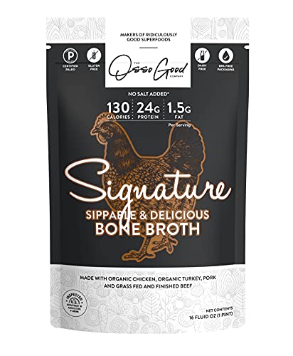 Osso Good Paleo Meal Kit, Top 3 Bone Broths and Paleo Soups, 18 - 16 Ounce Pouches, High in Protein & Collagen, Ships Frozen