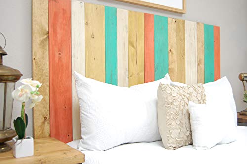 Summer Mix Headboard Twin Size, Hanger Style, Handcrafted. Mounts on Wall. Easy Installation