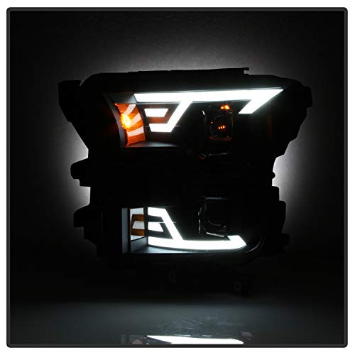 (xTune) Compatible with Ford F150 2015-2017 DRL LED Light Bar Projector Headlights - Black