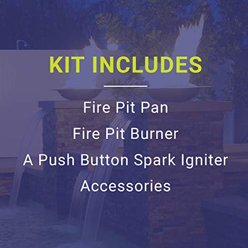 American Fireglass SS-AFPPKIT-N-18 Natural Gas 18" x 6" Rectangular Stainless Steel Drop in Fire Pit Pan with Spark Ignition Kit