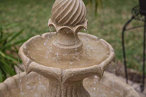 Kenroy Home Classic Outdoor Solar Floor Fountain ,44 Inch Height, 22 Inch Width, 22 Inch Ext. with Sandstone Finish