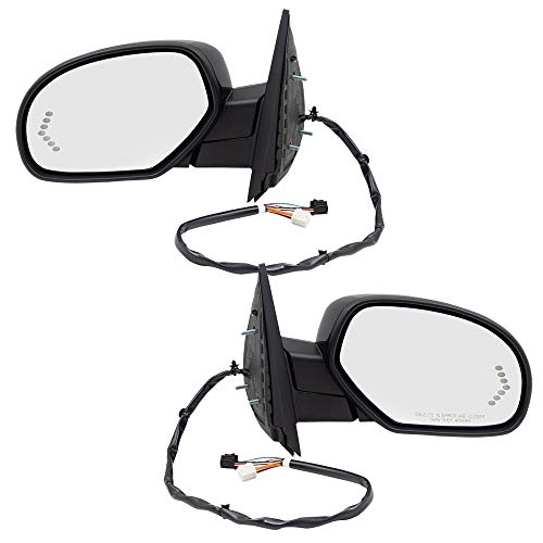 Replacement Set Power Folding Door Mirrors Heated Memory Puddle Lamp Signal on Glass Compatible with 07-14 Silverado Sierra Tahoe Yukon & XL