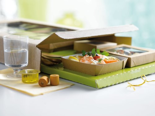 Kray Box with Window Lid (Case of 250), PacknWood - Brown Recyclable To Go Food Containers (24 oz, 5.5" x 5.5" x 2") 210KRAYB155