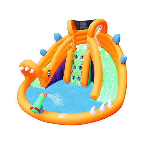 BESTPARTY Dinosaur Inflatable Water-Slide Bounce House Inflatable Jumper Bouncy House with Blower
