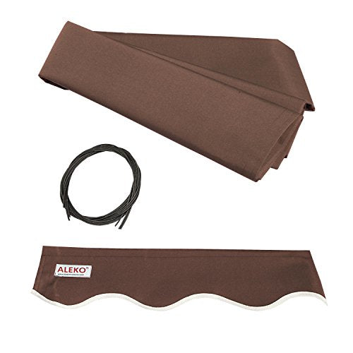ALEKO Manual Retractable Patio Awning, 12x10 Ft Exterior Sunshade Outdoor Canopy – Brown