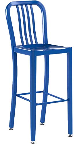 Flash Furniture Commercial Grade 2 Pack 30" High Blue Metal Indoor-Outdoor Barstool with Vertical Slat Back
