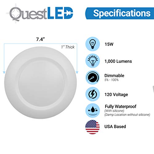 20 Pack 5/6" Inch LED Slim Ceiling Disk Light, Soft White 2700K with 4" J-Box AC Technology, 15W, 120V, CRI>90, Beam Spread 120, 1000 Lumens, Dimmable, Energy Star and Intertek Listed