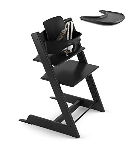 Stokke 2019 Tripp Trapp Black High Chair & Black Tray Bundle