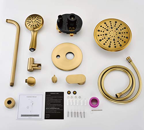Shower System Wall Mounted Faucet For Bathroom High Pressure Head & 3-Setting Handheld Set Balance Valve W/ Trim & Diverter