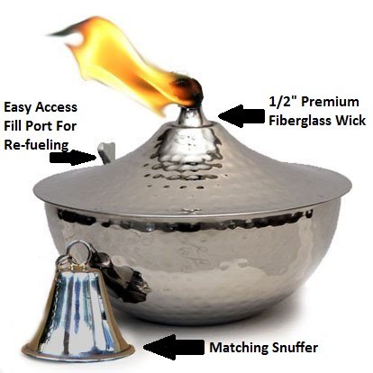 Legends Direct Maui Tabletopset of 4, Landscape Torch, Patio Light, Tabletop Lantern, Lighting (Hammered Nickel)