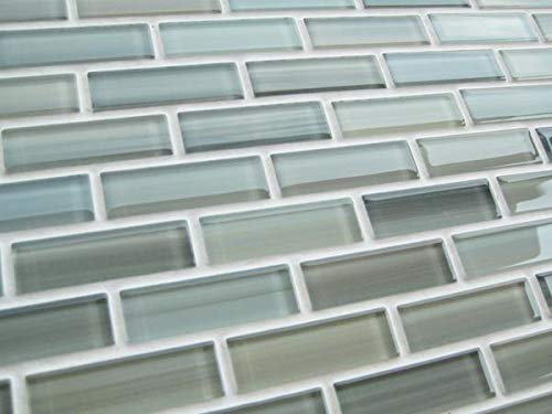 10 Sq Ft - Reflections Hand Painted Glass Mosaic Subway Tiles for Bathroom Walls or Kitchen Backsplash