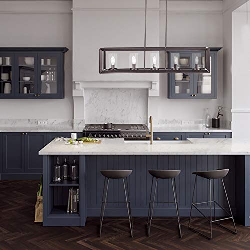 Emliviar 5-Light Kitchen Island Lighting, Modern Domestic Linear Pendant Light Fixture, Oil Rubbed Bronze Finish with Clear Glass Shade, 2074LP ORB