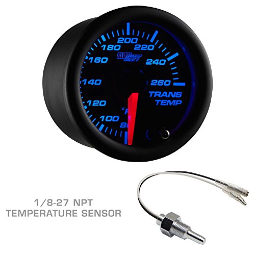 GlowShift Diesel Gauge Package Black 7 Color 60 PSI Boost 1500 F Pyrometer EGT & Transmission Temp Black Triple Pillar Pod