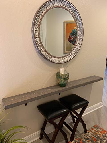 Joel's Antiques & Reclaimed Decor Floating Shelf, Rustic Shelves, Open Shelving, Pine, 2" x 8" x 60", Weathered Wood, Gray