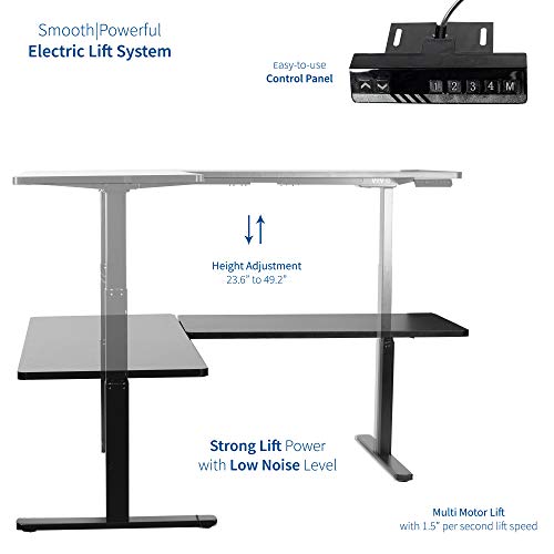 VIVO Electric 67 x 60 inch Corner Stand Up Desk | Black Table Top, Black Frame, Height Adjustable L-Shaped Standing Workstation (DESK-KIT-3E6B)