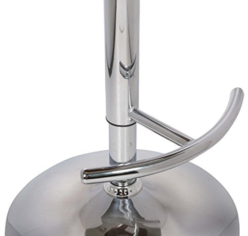 Armen Living Butterfly Swivel Adjustable Barstool in Black Faux Leather and Walnut Wood Finish