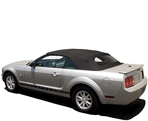 AutoBerry Ford Mustang Convertible Top (2005-2014) Complete Factory Style Heated Glass Window in Sailcloth Vinyl Black
