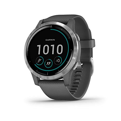 Garmin 010-02174-01 Vivoactive 4 Smartwatch Shadow Gray/Stainless Bundle with 1 Year Extended Warranty