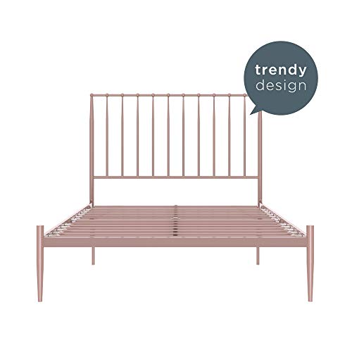 Novogratz Nicole Metal Bed with Storage, Pink, Full